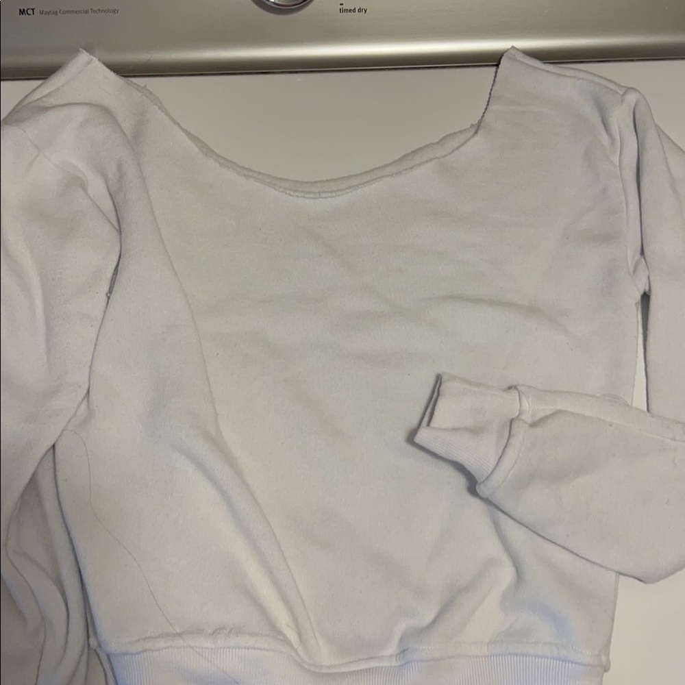 white off the shoulder hoodie